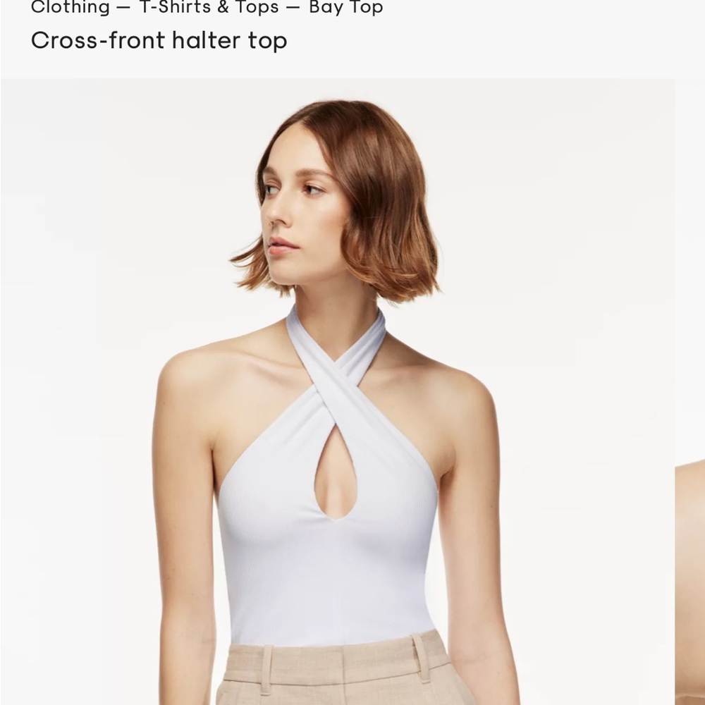 COPY - Aritzia Wilfred Cross Front Halter top semi crop - Picture 2 of 7